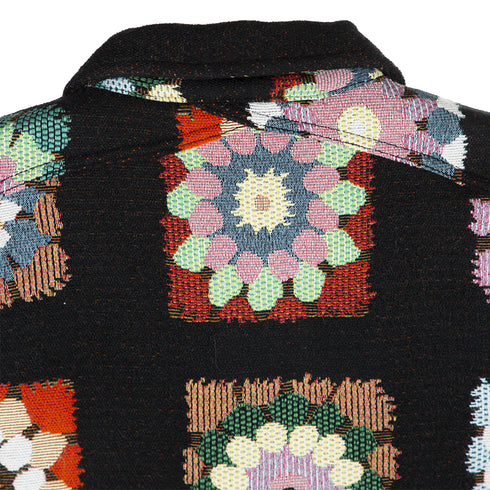 Sunflower Flora Cpo Shirt Black Floral 4082 Degli Uberti